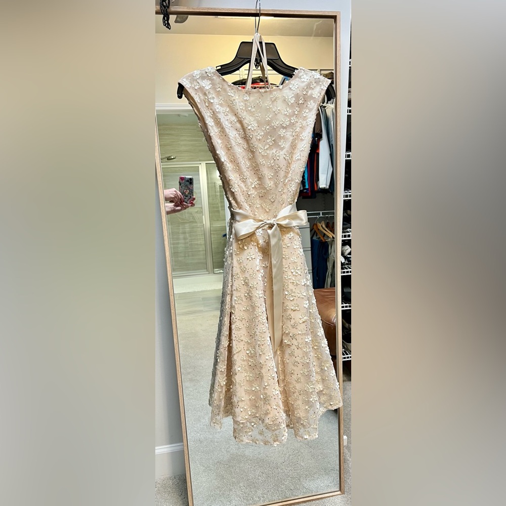 Tahari Cream Floral Dress